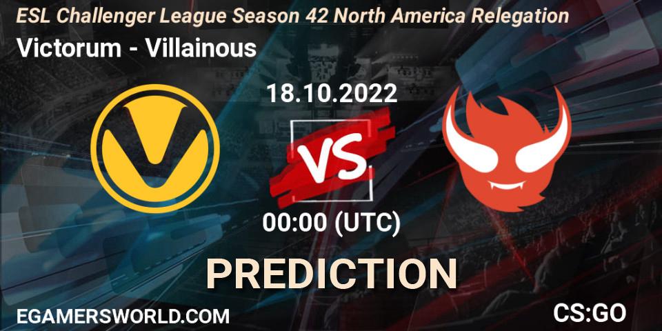 Victorum - Villainous: прогноз. 18.10.22, CS2 (CS:GO), ESL Challenger League Season 42 North America Relegation