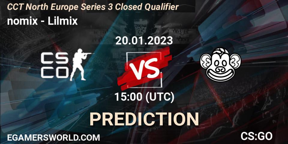 nomix - Lilmix: прогноз. 20.01.2023 at 15:00, Counter-Strike (CS2), CCT North Europe Series 3 Closed Qualifier
