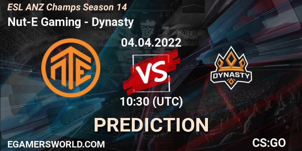 Nut-E Gaming - Dynasty: прогноз. 04.04.2022 at 10:30, Counter-Strike (CS2), ESL ANZ Champs Season 14