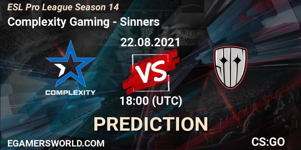 Complexity Gaming - Sinners: прогноз. 22.08.2021 at 18:40, Counter-Strike (CS2), ESL Pro League Season 14