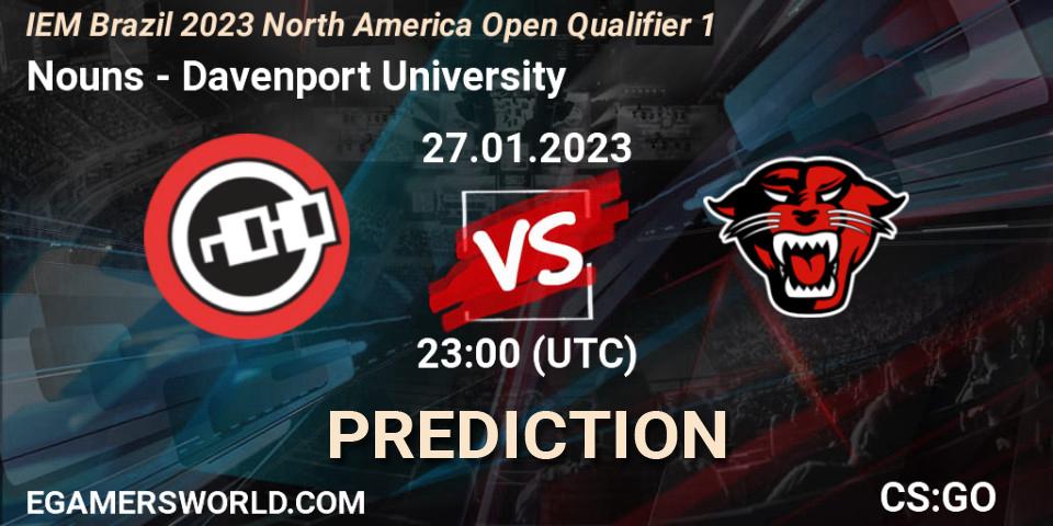 Nouns - Davenport University: прогноз. 27.01.2023 at 23:00, Counter-Strike (CS2), IEM Brazil Rio 2023 North America Open Qualifier 1