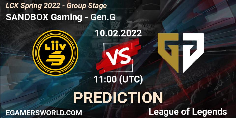 SANDBOX Gaming - Gen.G: прогноз. 10.02.2022 at 10:50, LoL, LCK Spring 2022 - Group Stage
