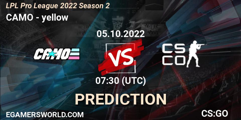 CAMO - yellow: прогноз. 05.10.2022 at 07:45, Counter-Strike (CS2), LPL Pro League 2022 Season 2