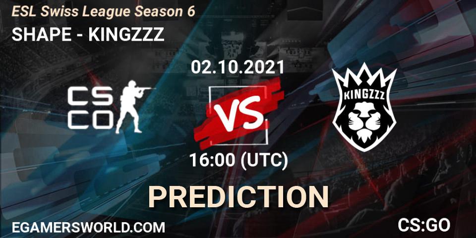 SHAPE - KINGZZZ: прогноз. 02.10.21, CS2 (CS:GO), ESL Swiss League Season 6