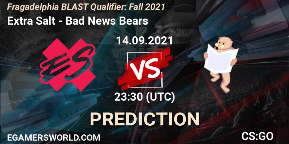 Extra Salt - Bad News Bears: прогноз. 14.09.2021 at 23:30, Counter-Strike (CS2), Fragadelphia BLAST Qualifier: Fall 2021