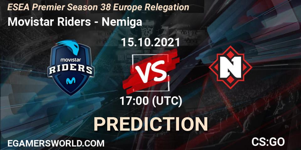 Movistar Riders - Nemiga: прогноз. 15.10.2021 at 17:00, Counter-Strike (CS2), ESEA Premier Season 38 Europe Relegation