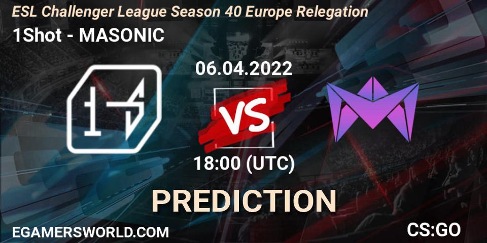 1Shot - MASONIC: прогноз. 06.04.2022 at 19:00, Counter-Strike (CS2), ESL Challenger League Season 40 Europe Relegation
