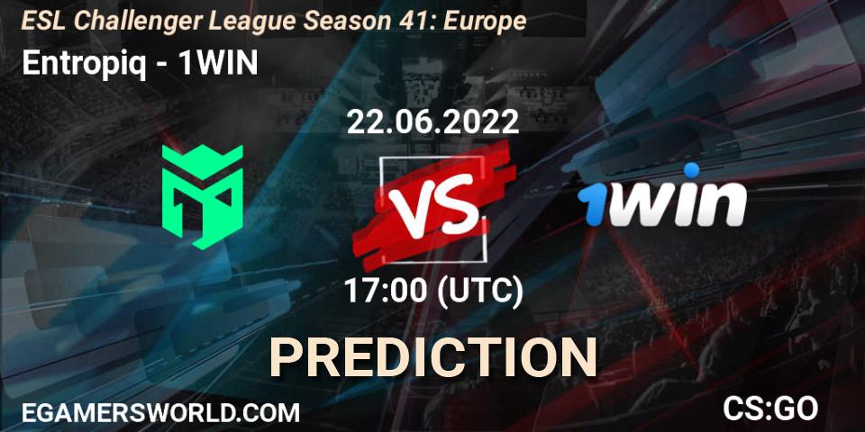 Entropiq - 1WIN: прогноз. 22.06.2022 at 17:00, Counter-Strike (CS2), ESL Challenger League Season 41: Europe