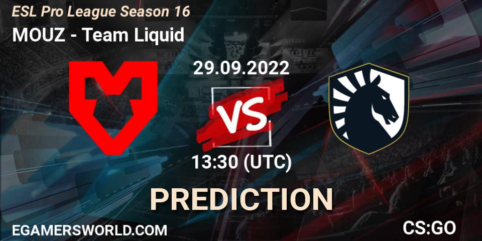 MOUZ - Team Liquid: прогноз. 29.09.2022 at 13:30, Counter-Strike (CS2), ESL Pro League Season 16