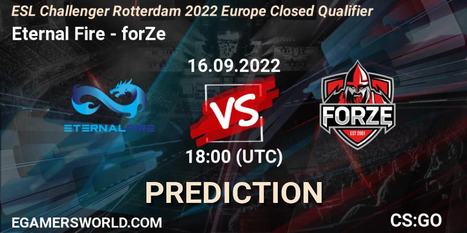 Eternal Fire - forZe: прогноз. 16.09.2022 at 18:00, Counter-Strike (CS2), ESL Challenger Rotterdam 2022 Europe Closed Qualifier