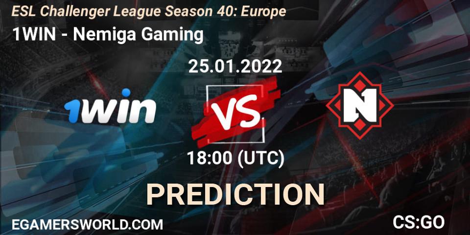 1WIN - Nemiga Gaming: прогноз. 25.01.2022 at 18:00, Counter-Strike (CS2), ESL Challenger League Season 40: Europe