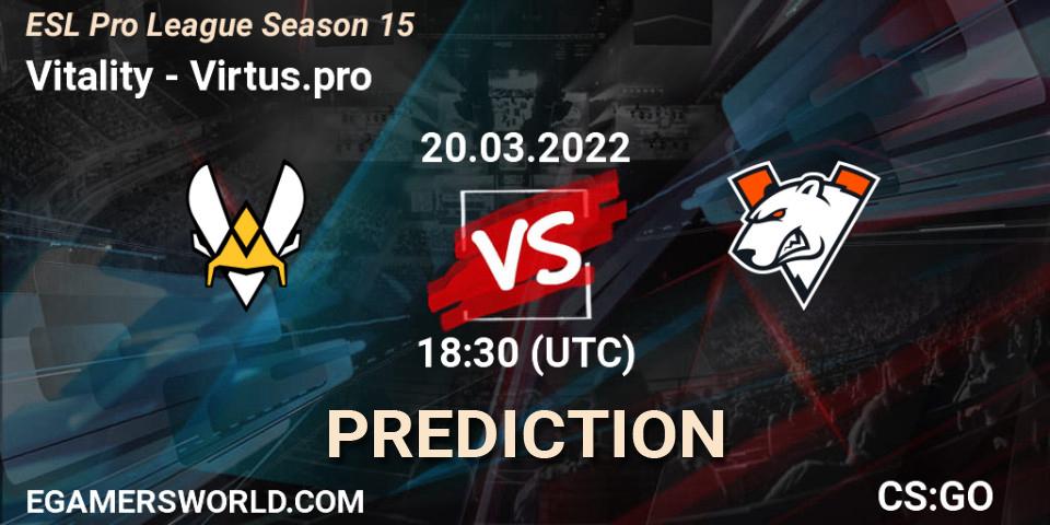 Vitality - Outsiders: прогноз. 20.03.2022 at 19:00, Counter-Strike (CS2), ESL Pro League Season 15
