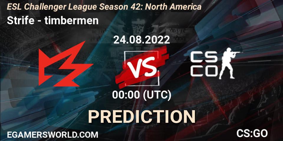 Strife - timbermen: прогноз. 24.08.2022 at 01:20, Counter-Strike (CS2), ESL Challenger League Season 42: North America