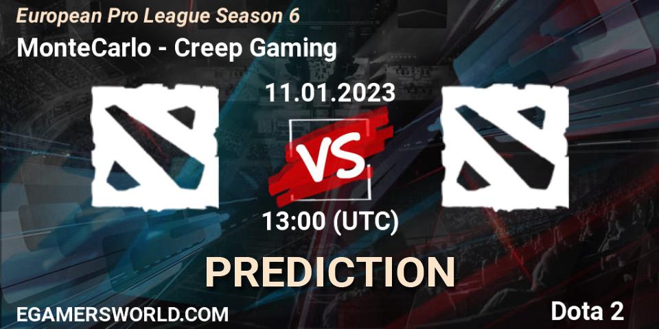 MonteCarlo - Creep Gaming: прогноз. 11.01.2023 at 13:05, Dota 2, European Pro League Season 6