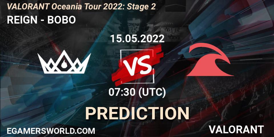 REIGN - BOBO: прогноз. 15.05.2022 at 07:30, VALORANT, VALORANT Oceania Tour 2022: Stage 2