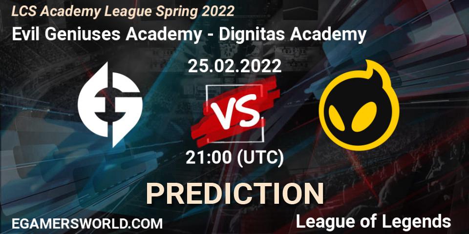 Evil Geniuses Academy - Dignitas Academy: прогноз. 25.02.22, LoL, LCS Academy League Spring 2022