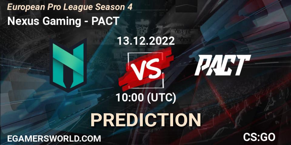 Nexus Gaming - PACT: прогноз. 13.12.22, CS2 (CS:GO), European Pro League Season 4