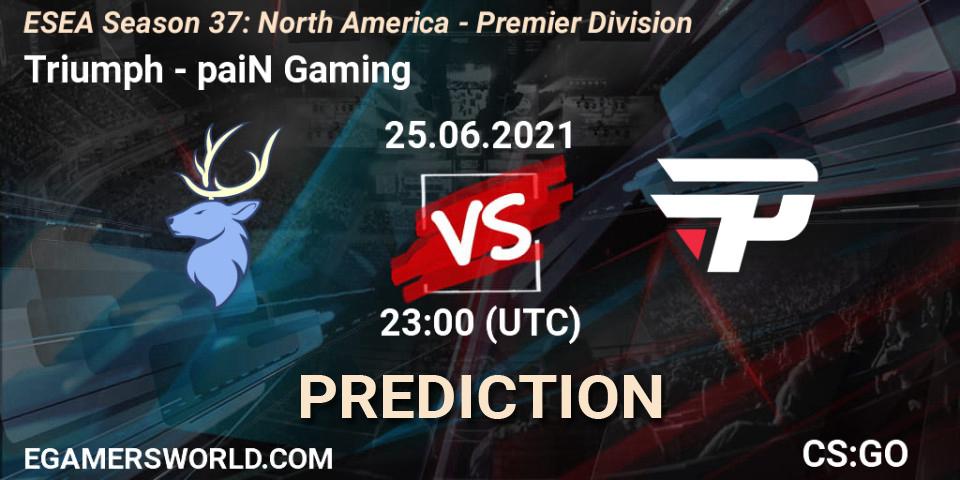 Triumph - paiN Gaming: прогноз. 25.06.2021 at 23:00, Counter-Strike (CS2), ESEA Season 37: North America - Premier Division
