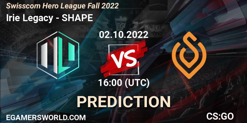 Irie Legacy - SHAPE: прогноз. 02.10.2022 at 16:40, Counter-Strike (CS2), Swisscom Hero League Fall 2022