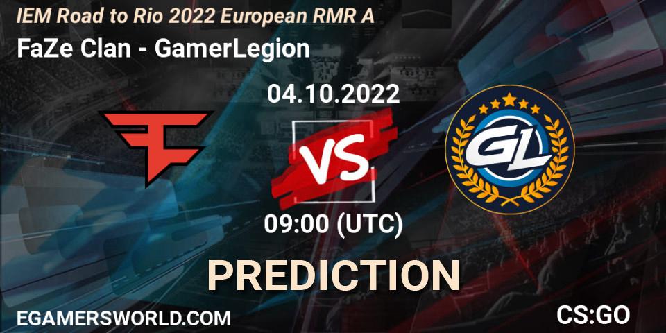FaZe Clan - GamerLegion: прогноз. 04.10.2022 at 11:40, Counter-Strike (CS2), IEM Road to Rio 2022 European RMR A