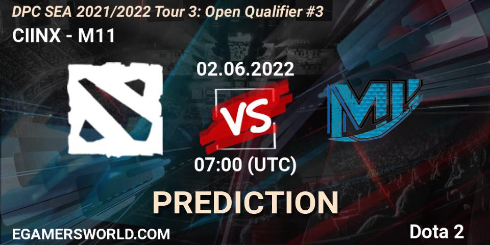 CIINX - M11: прогноз. 02.06.2022 at 07:00, Dota 2, DPC SEA 2021/2022 Tour 3: Open Qualifier #3