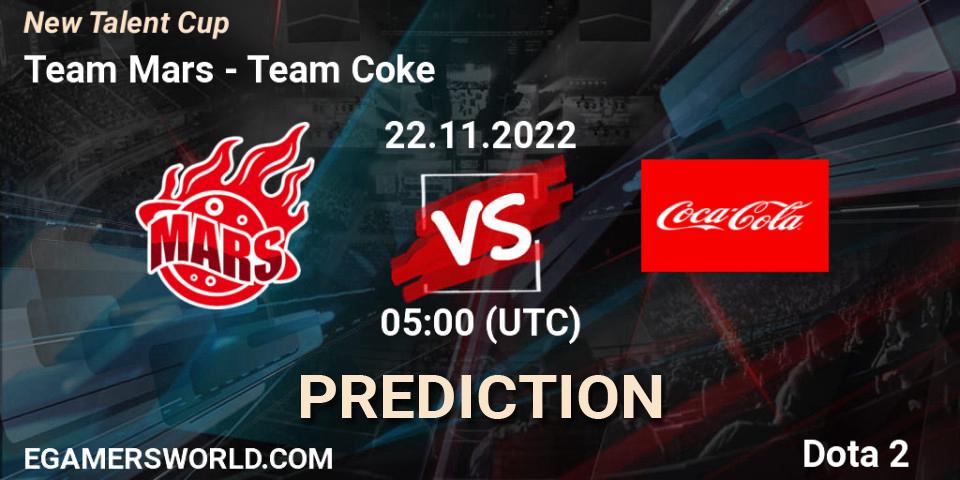 Team Mars - Team Coke: прогноз. 22.11.2022 at 07:23, Dota 2, New Talent Cup