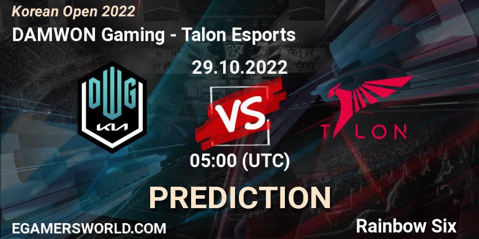 DAMWON Gaming - Talon Esports: прогноз. 29.10.2022 at 05:00, Rainbow Six, Korean Open 2022