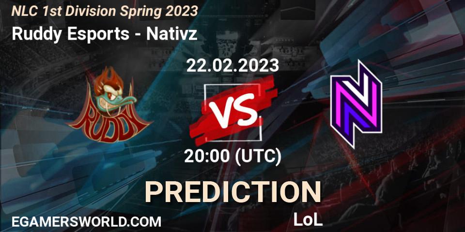 Ruddy Esports - Nativz: прогноз. 22.02.23, LoL, NLC 1st Division Spring 2023