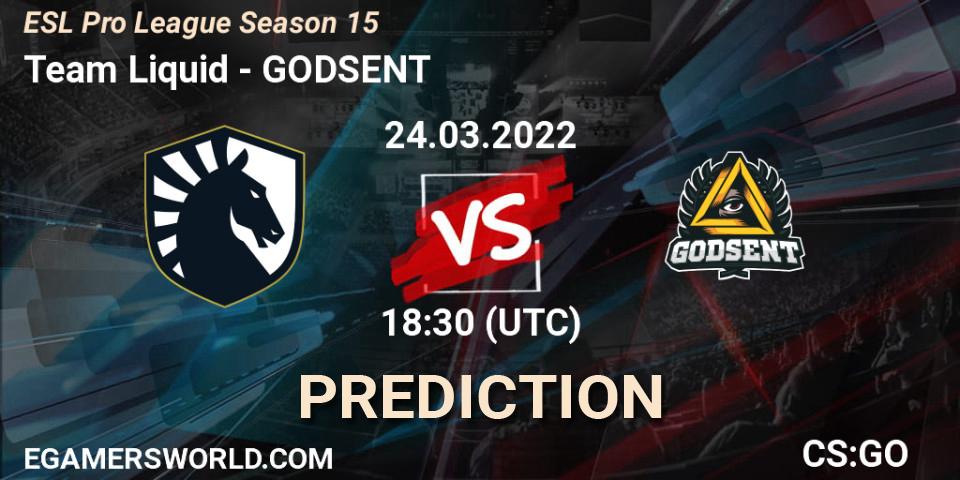 Team Liquid - GODSENT: прогноз. 24.03.2022 at 18:30, Counter-Strike (CS2), ESL Pro League Season 15