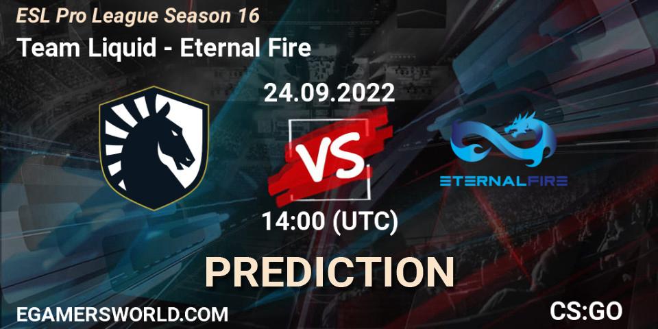 Team Liquid - Eternal Fire: прогноз. 24.09.2022 at 14:00, Counter-Strike (CS2), ESL Pro League Season 16