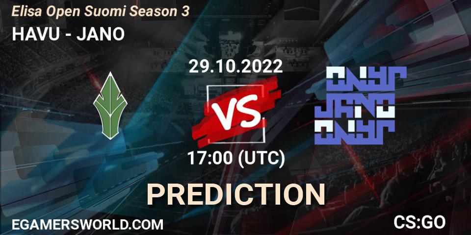 HAVU - JANO: прогноз. 29.10.2022 at 17:00, Counter-Strike (CS2), Elisa Open Suomi Season 3