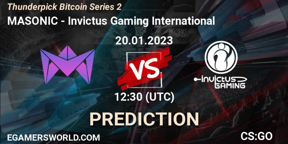MASONIC - Invictus Gaming International: прогноз. 22.01.23, CS2 (CS:GO), Thunderpick Bitcoin Series 2