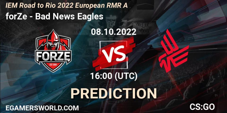 forZe - Bad News Eagles: прогноз. 08.10.22, CS2 (CS:GO), IEM Road to Rio 2022 European RMR A