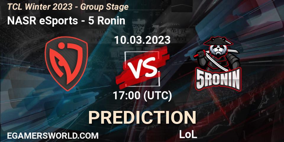 NASR eSports - 5 Ronin: прогноз. 17.03.2023 at 17:00, LoL, TCL Winter 2023 - Group Stage