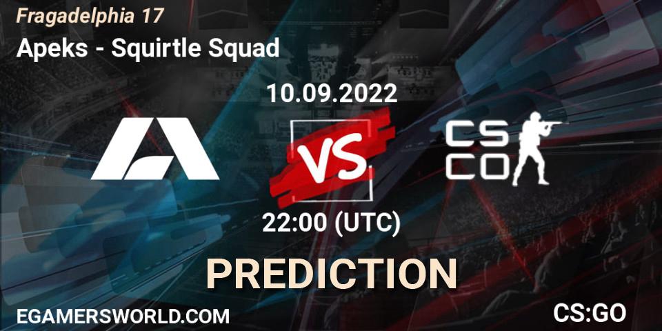 Apeks - Squirtle Squad: прогноз. 10.09.2022 at 22:15, Counter-Strike (CS2), Fragadelphia 17