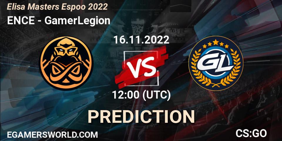 ENCE - GamerLegion: прогноз. 16.11.2022 at 13:00, Counter-Strike (CS2), Elisa Masters Espoo 2022