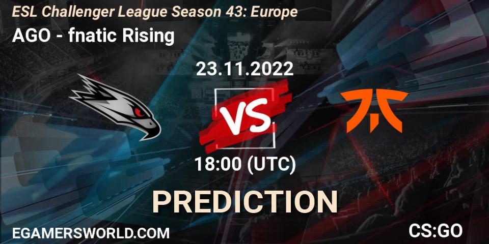 AGO - fnatic Rising: прогноз. 23.11.2022 at 18:00, Counter-Strike (CS2), ESL Challenger League Season 43: Europe