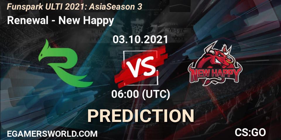 Renewal - New Happy: прогноз. 11.10.2021 at 06:00, Counter-Strike (CS2), Funspark ULTI 2021: Asia Season 3