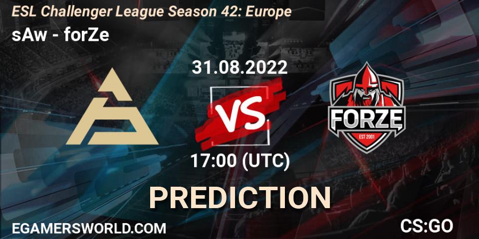 sAw - forZe: прогноз. 31.08.2022 at 17:00, Counter-Strike (CS2), ESL Challenger League Season 42: Europe