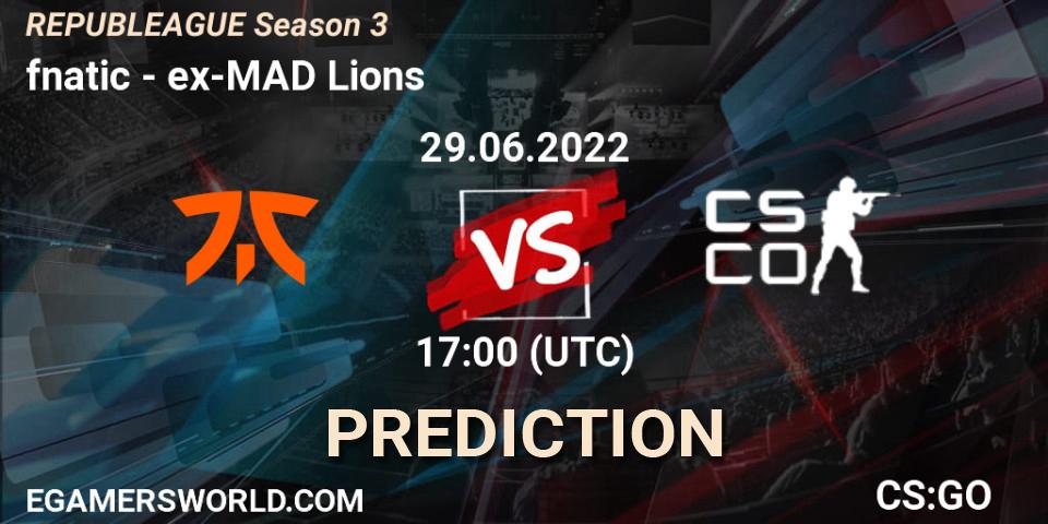 fnatic - ex-MAD Lions: прогноз. 29.06.2022 at 17:00, Counter-Strike (CS2), REPUBLEAGUE Season 3