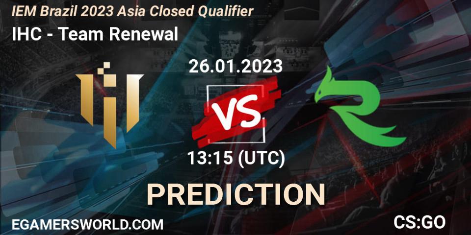 IHC - Team Renewal: прогноз. 26.01.23, CS2 (CS:GO), IEM Brazil Rio 2023 Asia Closed Qualifier