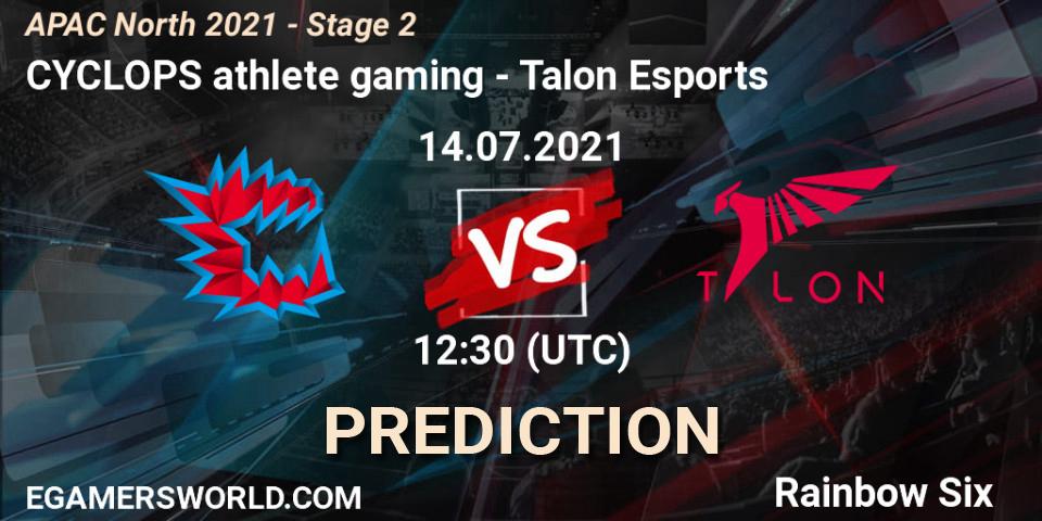 CYCLOPS athlete gaming - Talon Esports: прогноз. 14.07.2021 at 12:30, Rainbow Six, APAC North 2021 - Stage 2