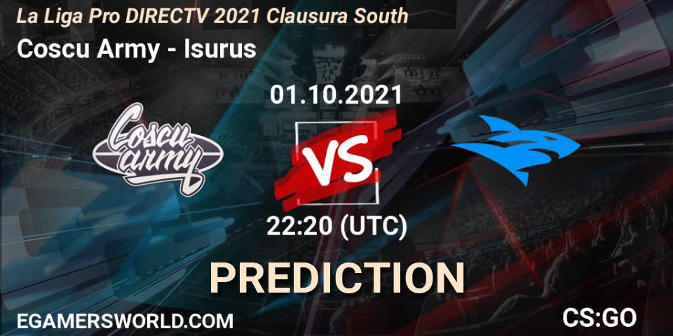 Coscu Army - Isurus: прогноз. 01.10.2021 at 22:00, Counter-Strike (CS2), La Liga Season 4: Sur Pro Division - Clausura