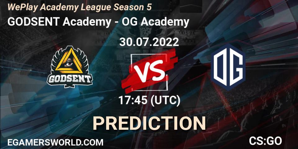 GODSENT Academy - OG Academy: прогноз. 30.07.2022 at 17:45, Counter-Strike (CS2), WePlay Academy League Season 5
