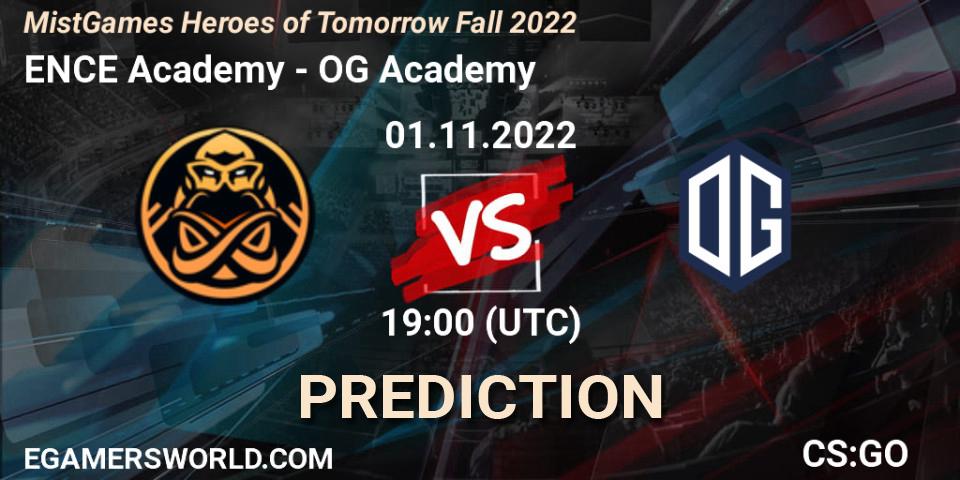 ENCE Academy - OG Academy: прогноз. 01.11.2022 at 19:45, Counter-Strike (CS2), MistGames Heroes of Tomorrow Fall 2022