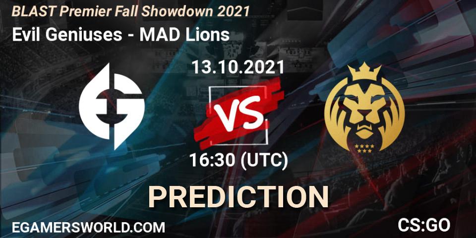 Evil Geniuses - MAD Lions: прогноз. 15.10.2021 at 10:30, Counter-Strike (CS2), BLAST Premier Fall Showdown 2021