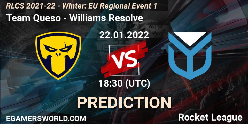 Team Queso - Williams Resolve: прогноз. 22.01.22, Rocket League, RLCS 2021-22 - Winter: EU Regional Event 1
