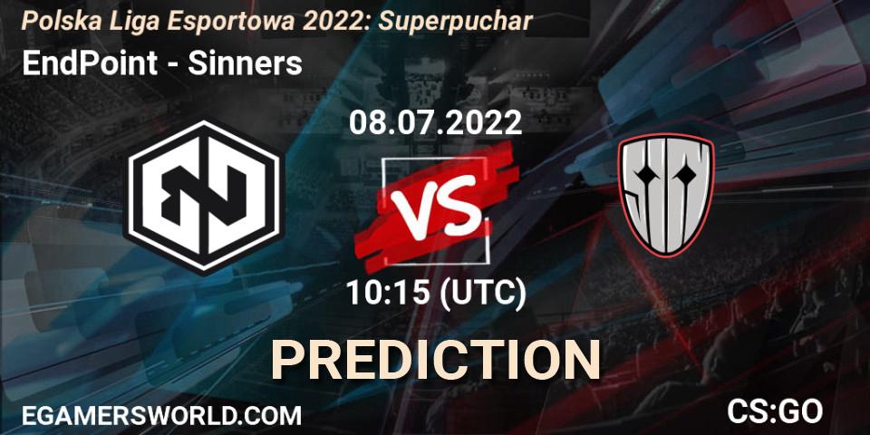 EndPoint - Sinners: прогноз. 08.07.2022 at 11:00, Counter-Strike (CS2), Polska Liga Esportowa 2022: Superpuchar