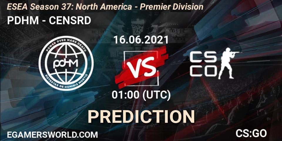 PDHM - CENSRD: прогноз. 16.06.2021 at 01:00, Counter-Strike (CS2), ESEA Season 37: North America - Premier Division