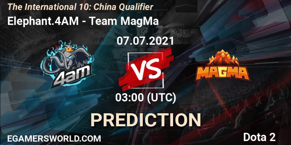 Elephant.4AM - Team MagMa: прогноз. 07.07.2021 at 03:19, Dota 2, The International 10: China Qualifier